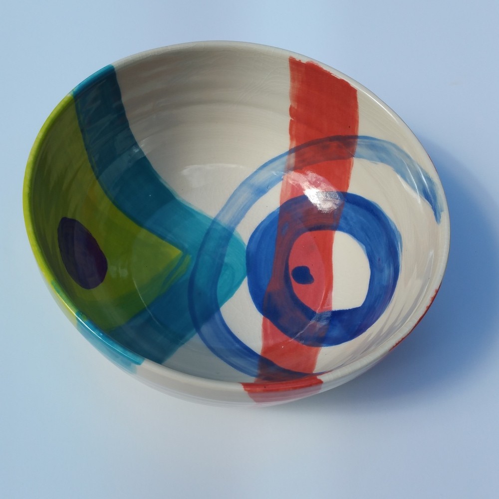 Large Blue Red Bowl