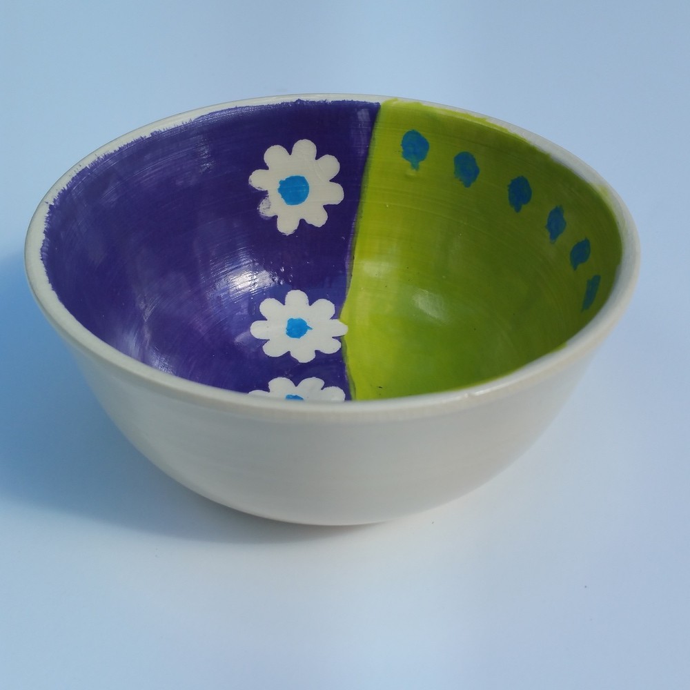 Blue Green Flower Bowl